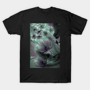 LARGE PASTEL ART DECO ABSTRACT FERNS FLOWERS AND TRIFFIDS T-Shirt